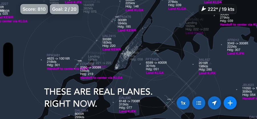 Live New York radar with real aircraft